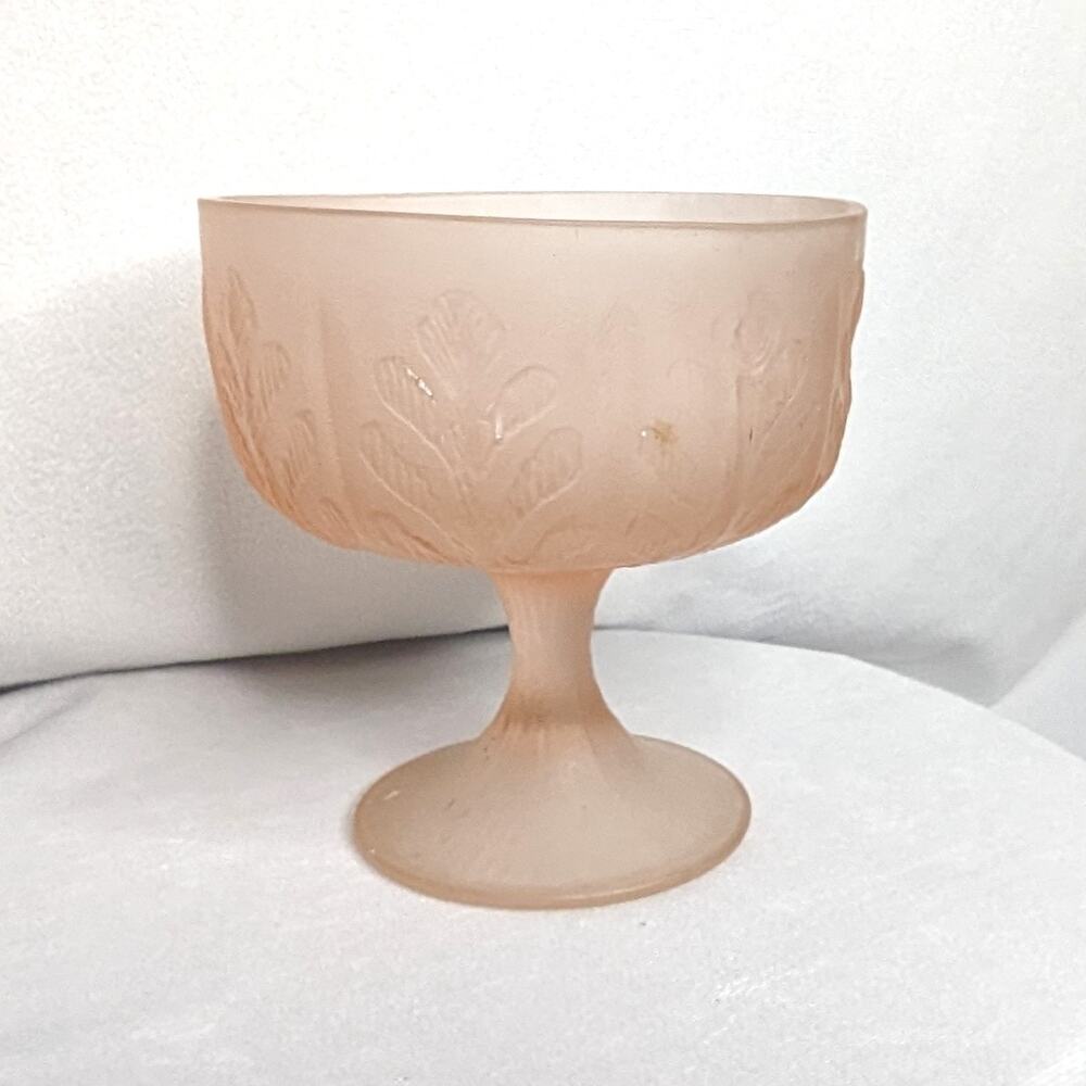 FDT 1970's Frosted Pedestal Pink Candy Dish Vintage Design